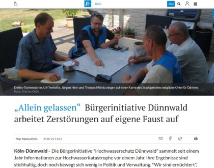 Artikel über die Bürgerinitiative im Kölner Stadtanzeiger 21.07.2022